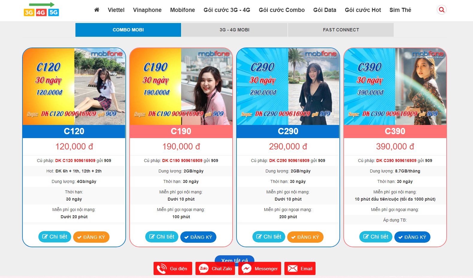 Menu webiste - Bắc Việt Thiết kế website Đăng ký 5G Viettel